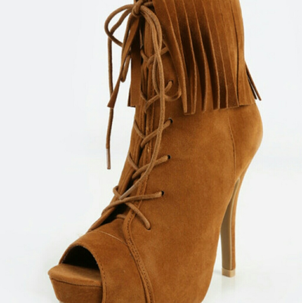 Chestnut Fringe Booties